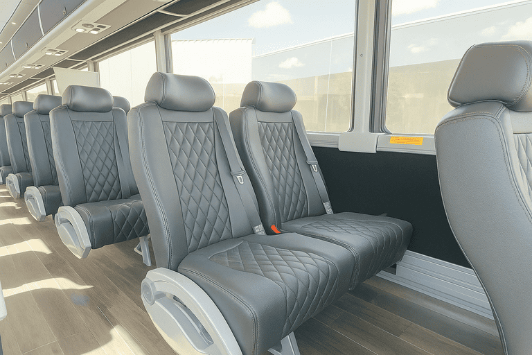 interior of Murrieta Shuttle Bus Rentals charter bus